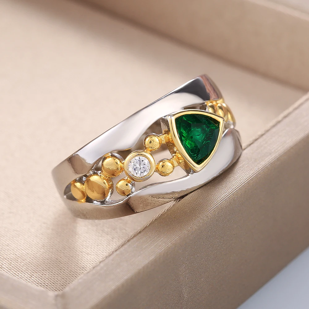 Luna™ | Bague Vintage en Cristal Vert Éclatant
