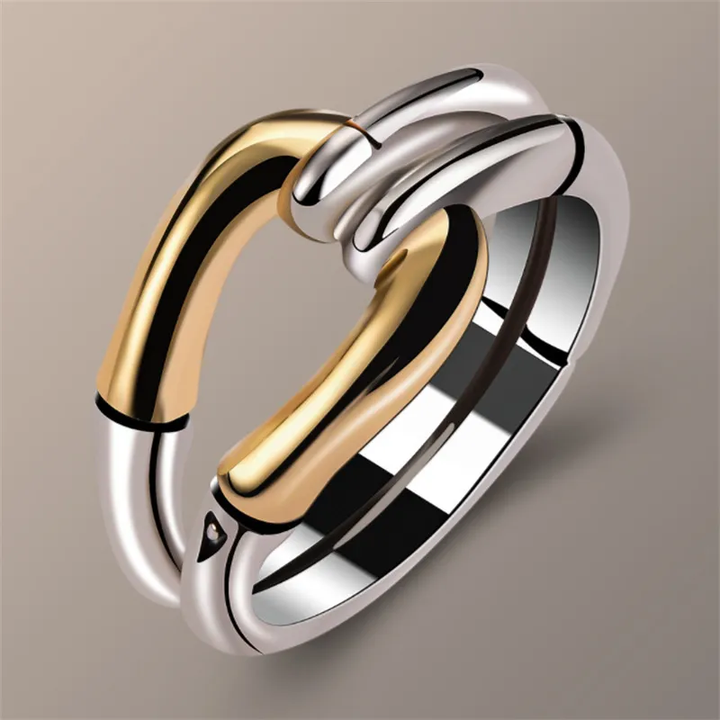 Aurelia™ | Bague Vintage Nouée Élégante en Or et Argent