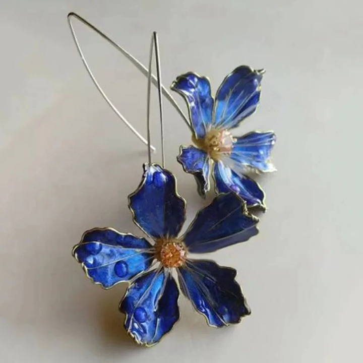 Luna™ | Boucles d'oreilles vintage en forme de fleurs bleues