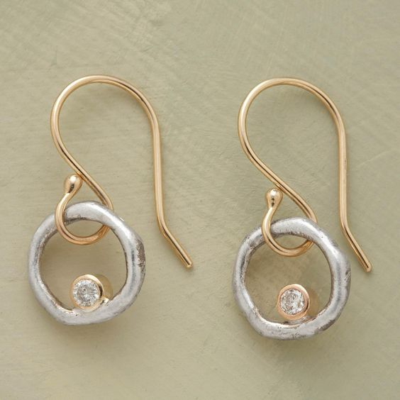Boucles d'oreilles en zirconium vintage or et argent