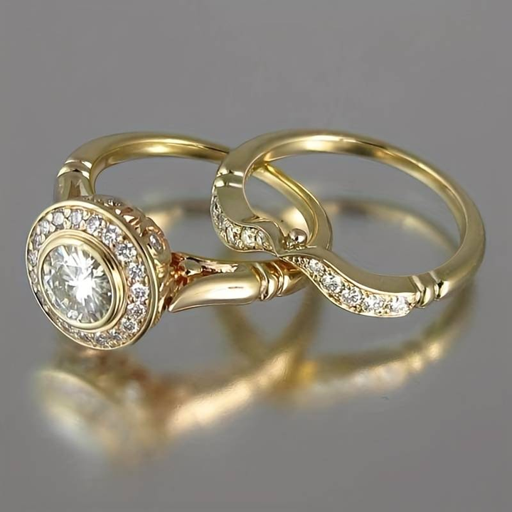 Luna™ | Ensemble de Bagues Vintage Élégantes en Or et Zircon