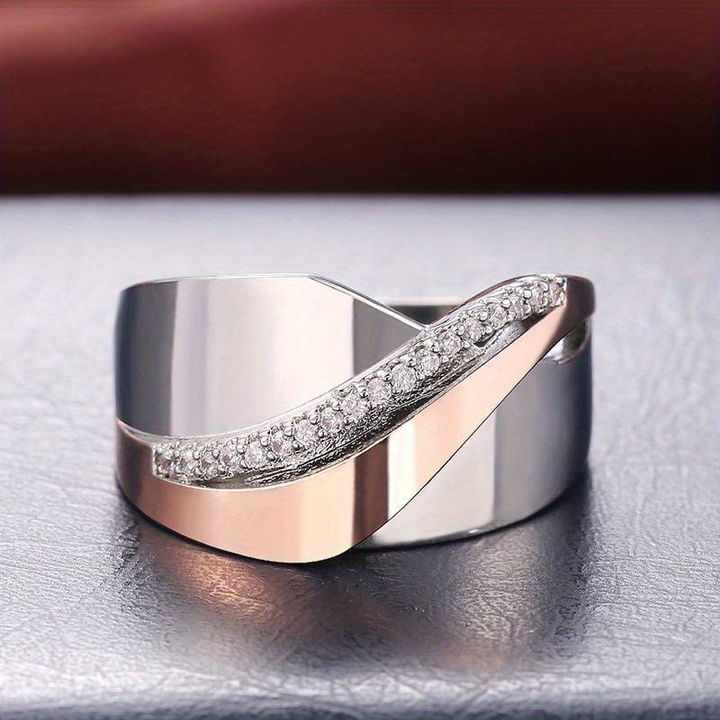 Bague en Zirconia Argent et Or Rose Vintage
