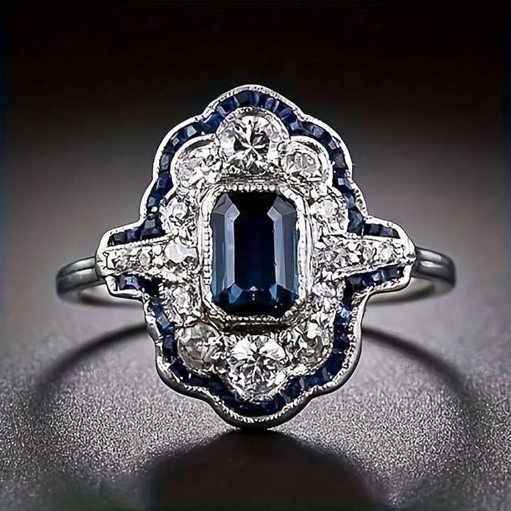 Celestia™ | Bague Vintage avec Cristal Bleu Éclatant