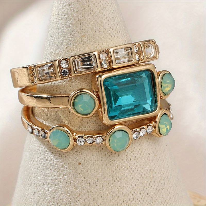 Celestia™ | Ensemble de Bagues Vintage en Cristal Bleu