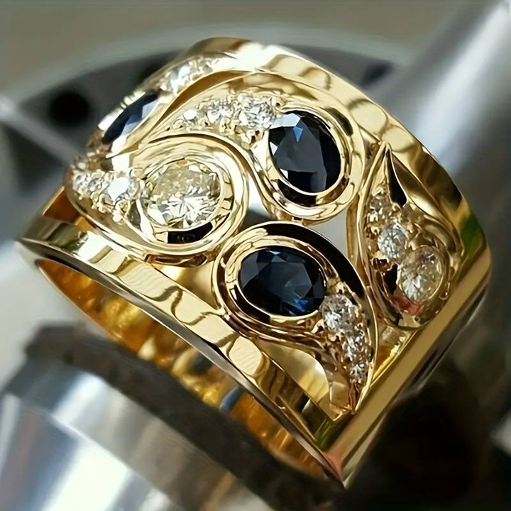Bague en Zirconia Dorée Vintage