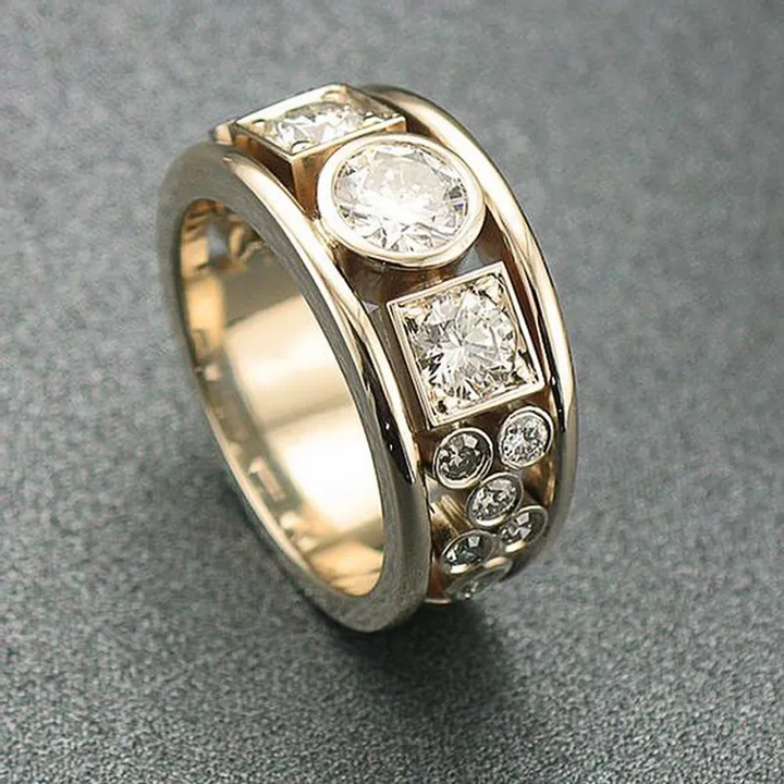 Luna™ | Bague Vintage Dorée en Zirconium