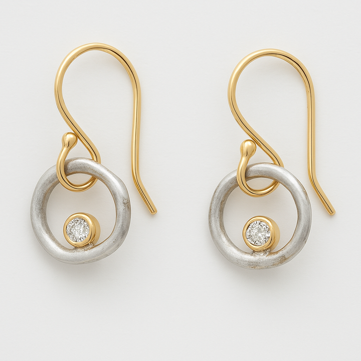 Boucles d'oreilles en zirconium vintage or et argent