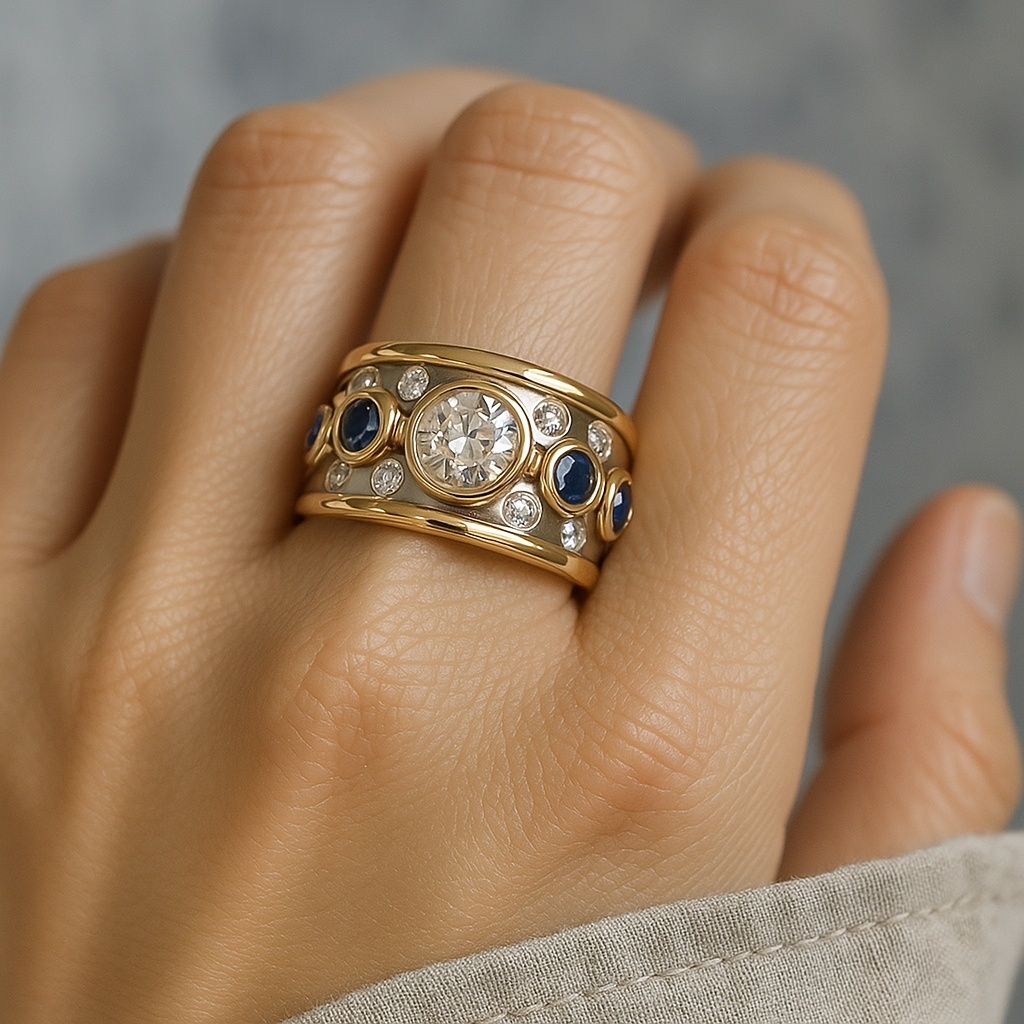 Livia™ | Bague Vintage Incrustée d'Or et Zirconia