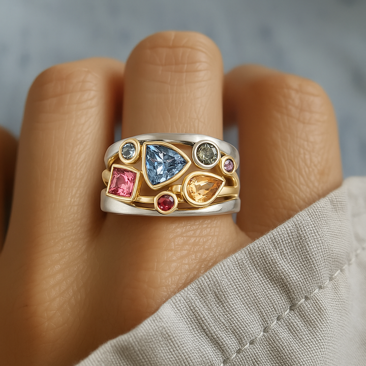 Vintage Bunter Ring with Zirkonia