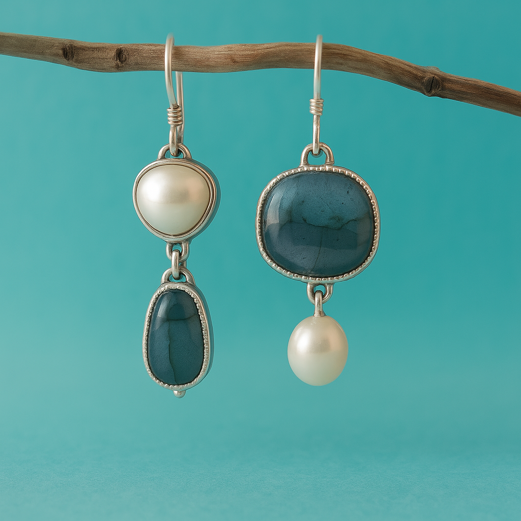 Luna™ | Boucles d'oreilles vintage en pierre bleue naturelle