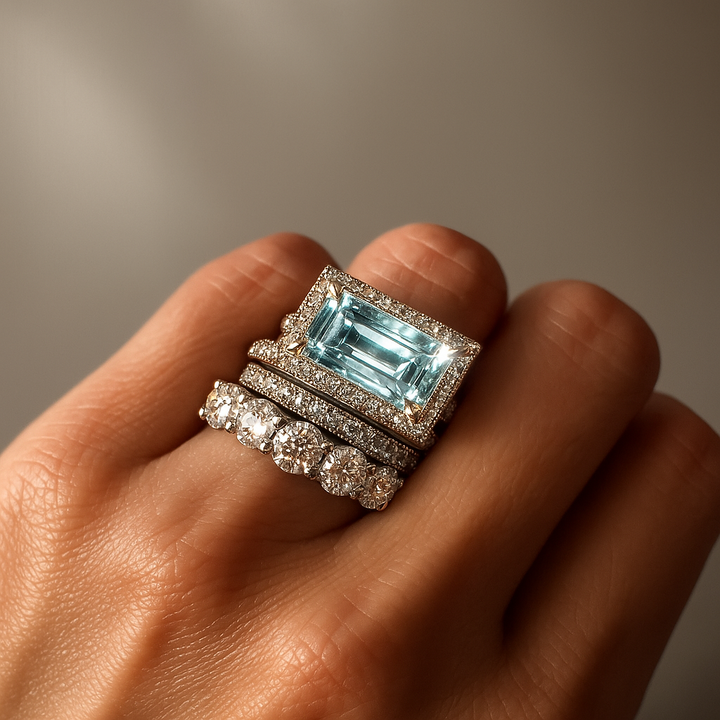 Ayla™ | Ensemble de Bagues Vintage en Verre Turquoise et Argent