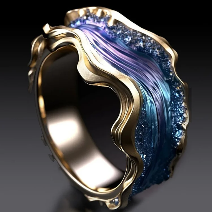 Aqua™ | Bague Vintage Dorée Inspirée de l'Océan