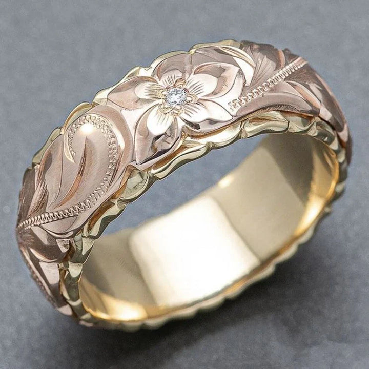 Lila™ | Bague Vintage avec Fleur Rose en Or