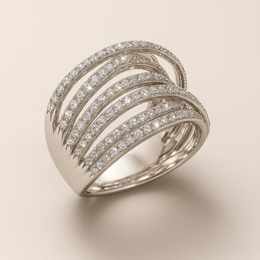 Luna™ | Bague Vintage Superposée en Zirconia Argentée