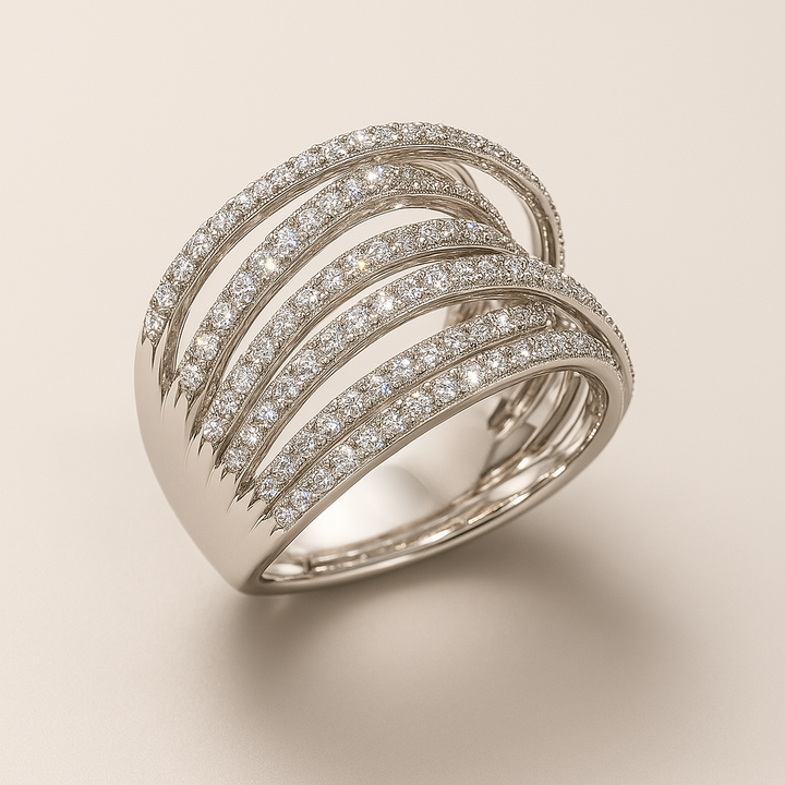 Luna™ | Bague Vintage Superposée en Zirconia Argentée
