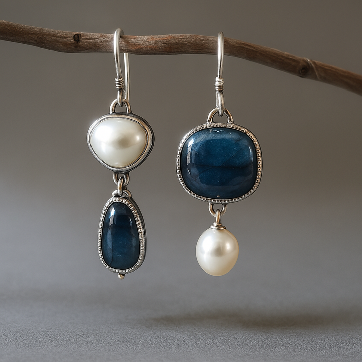 Luna™ | Boucles d'oreilles vintage en pierre bleue naturelle