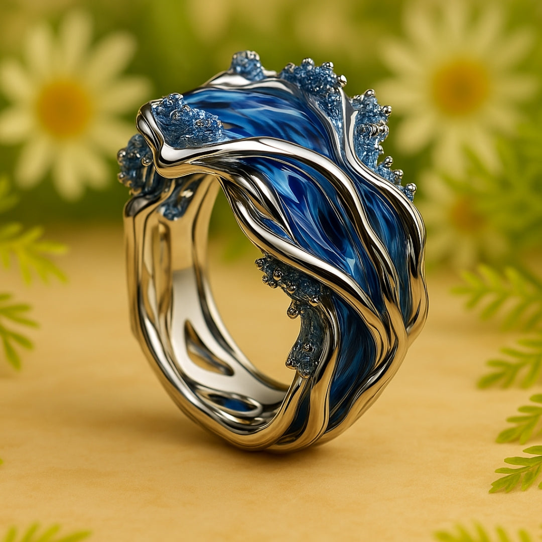 Bague Vintage Dorée Océan Ondulée