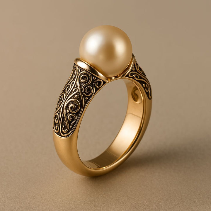 Bague en Perle Vintage Dorée