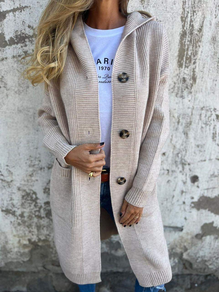 Siro™ | Élégant Long Cardigan en Tricot avec Capuche