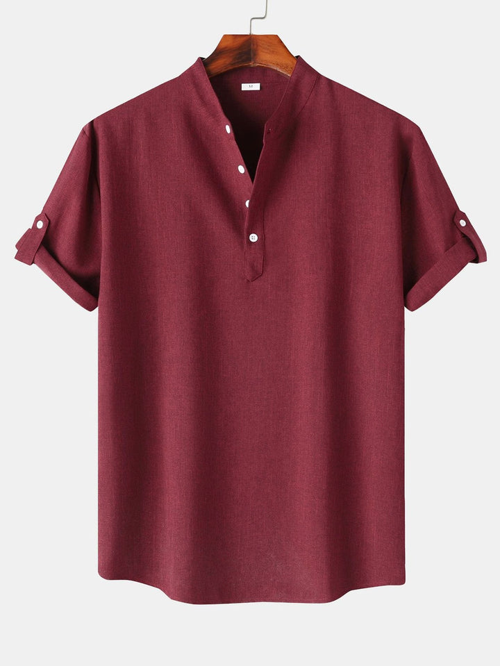 Chemise Henley à manches courtes en lin