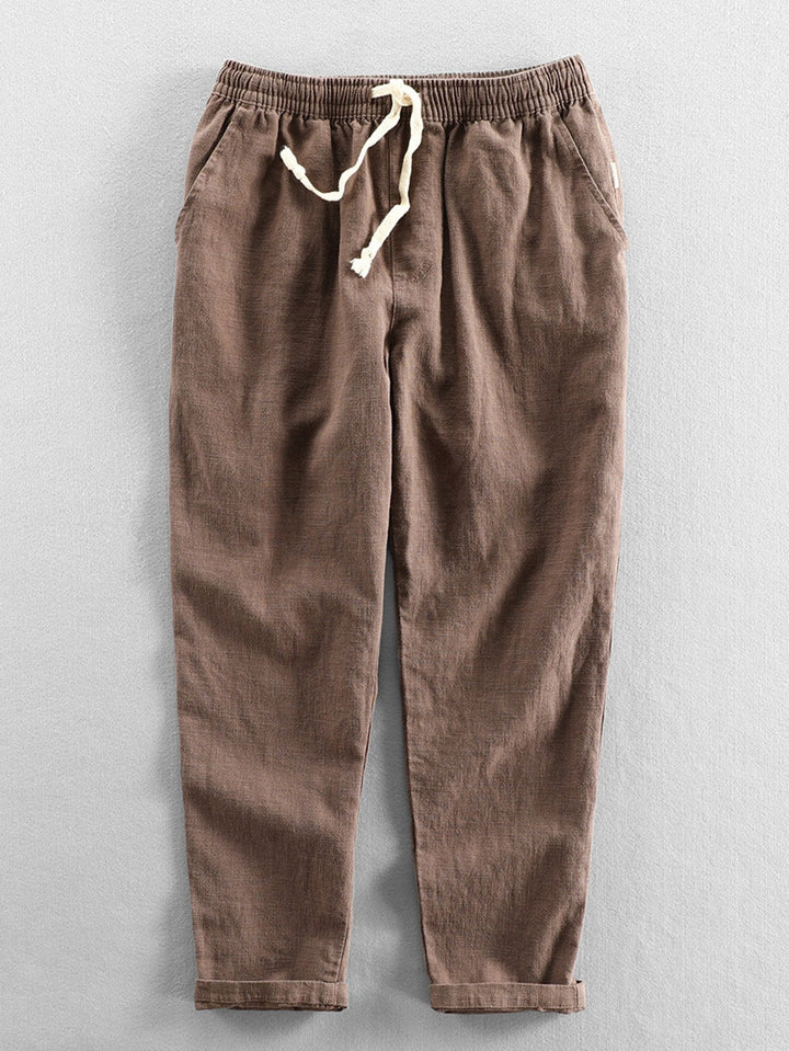 Pantalon recadré en coton en coton en linge