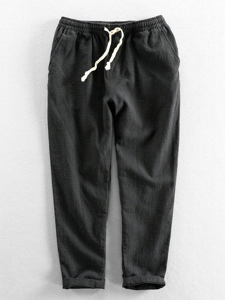 Pantalon recadré en coton en coton en linge