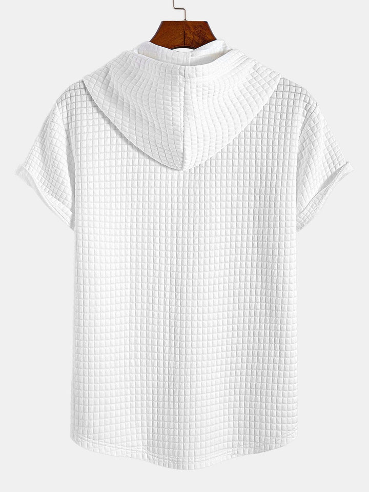 T-shirt à capuche en gaufre avec ourlet en arc