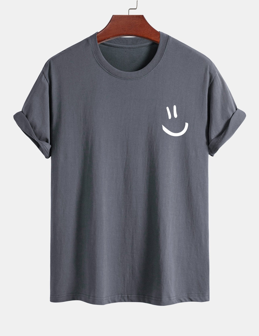 T-shirt en coton imprimé en forme de smiley en forme régulière
