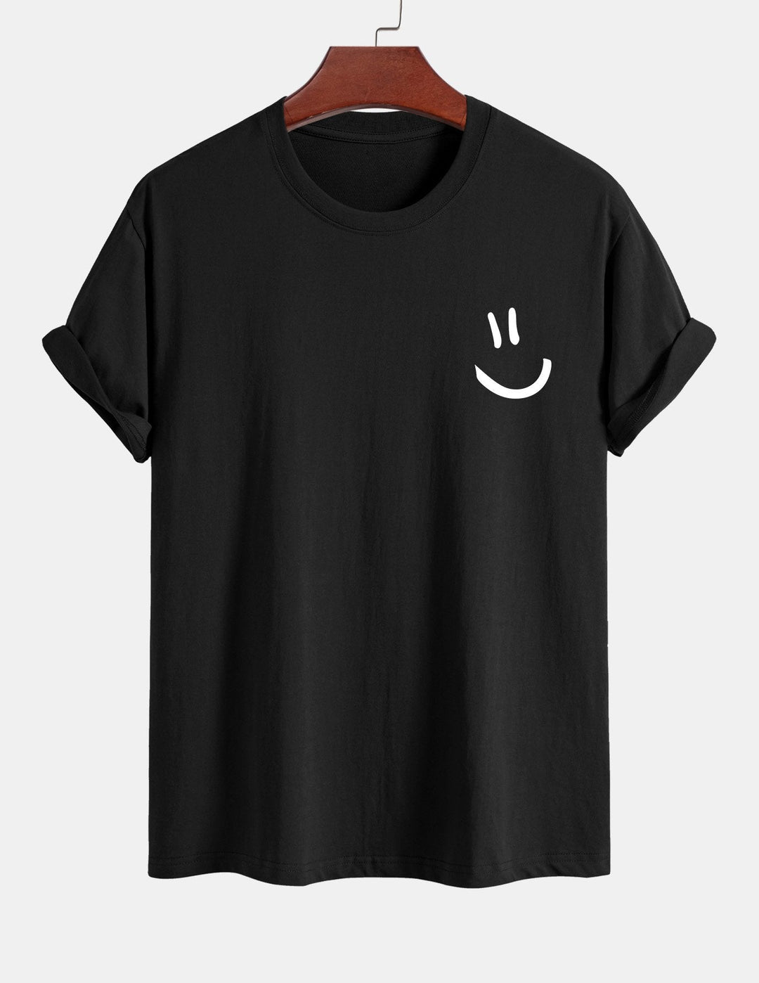 T-shirt en coton imprimé en forme de smiley en forme régulière