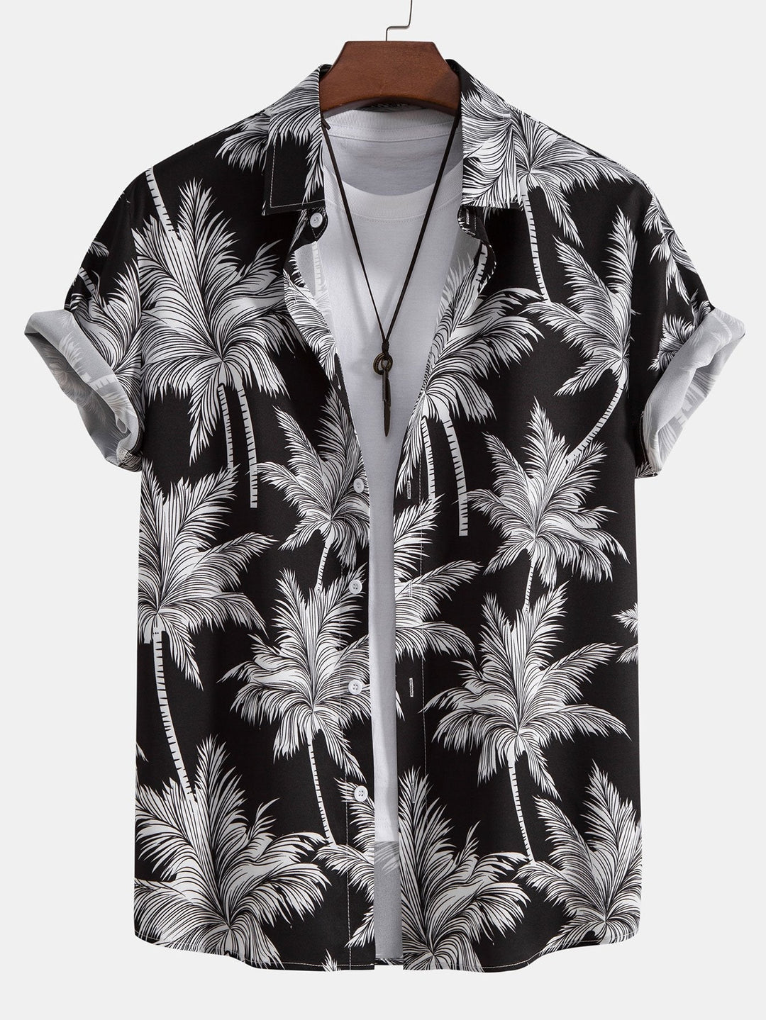 Chemise à boutons imprimée palmiers & short de bain