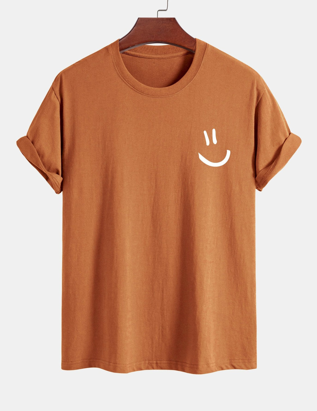 T-shirt en coton imprimé en forme de smiley en forme régulière
