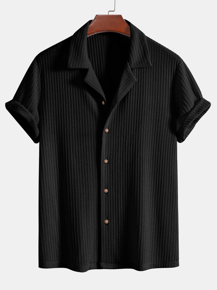 Chemise cubaine à manche courte à manches courtes et pantalon en lin à jambe droite