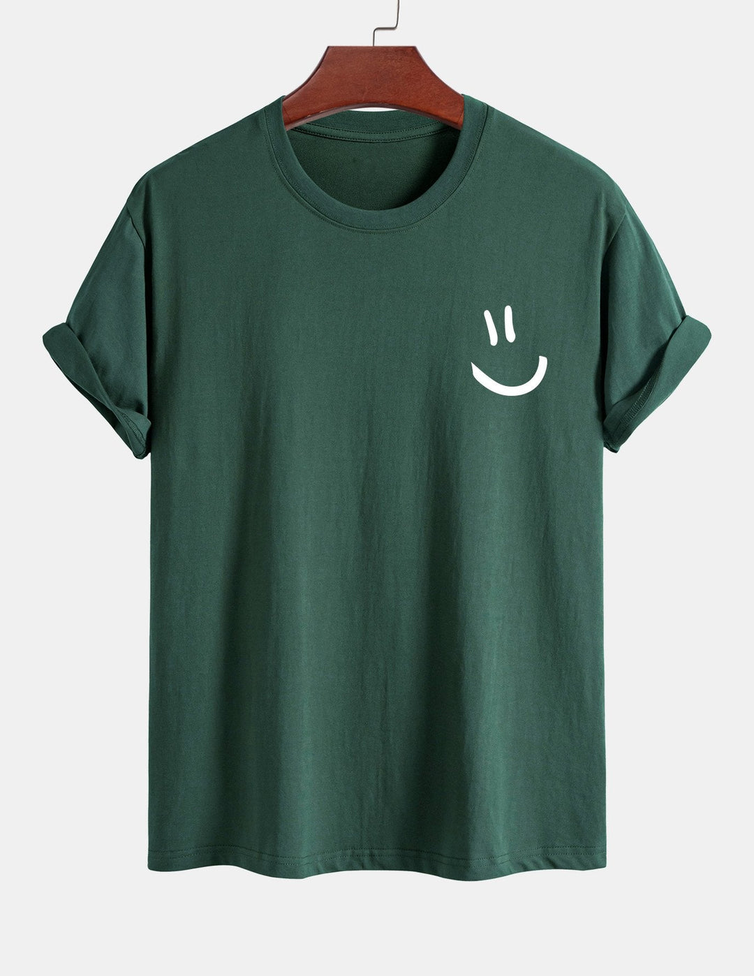 T-shirt en coton imprimé en forme de smiley en forme régulière