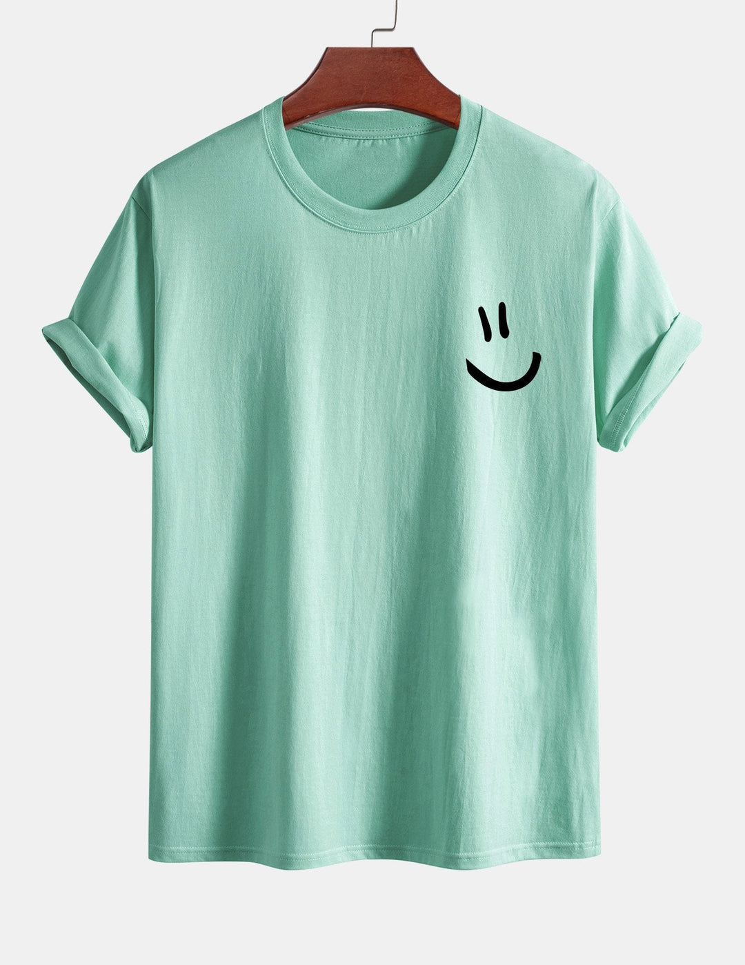 T-shirt en coton imprimé en forme de smiley en forme régulière
