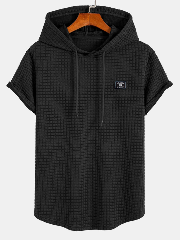 T-shirt à capuche en gaufre avec ourlet en arc