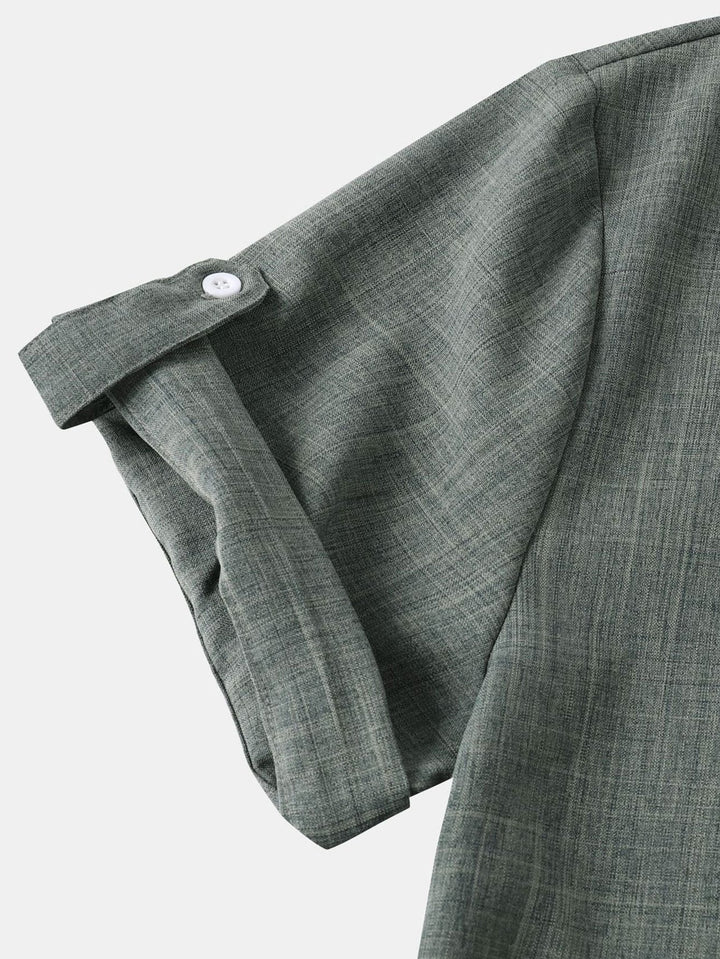Chemise Henley à manches courtes en lin
