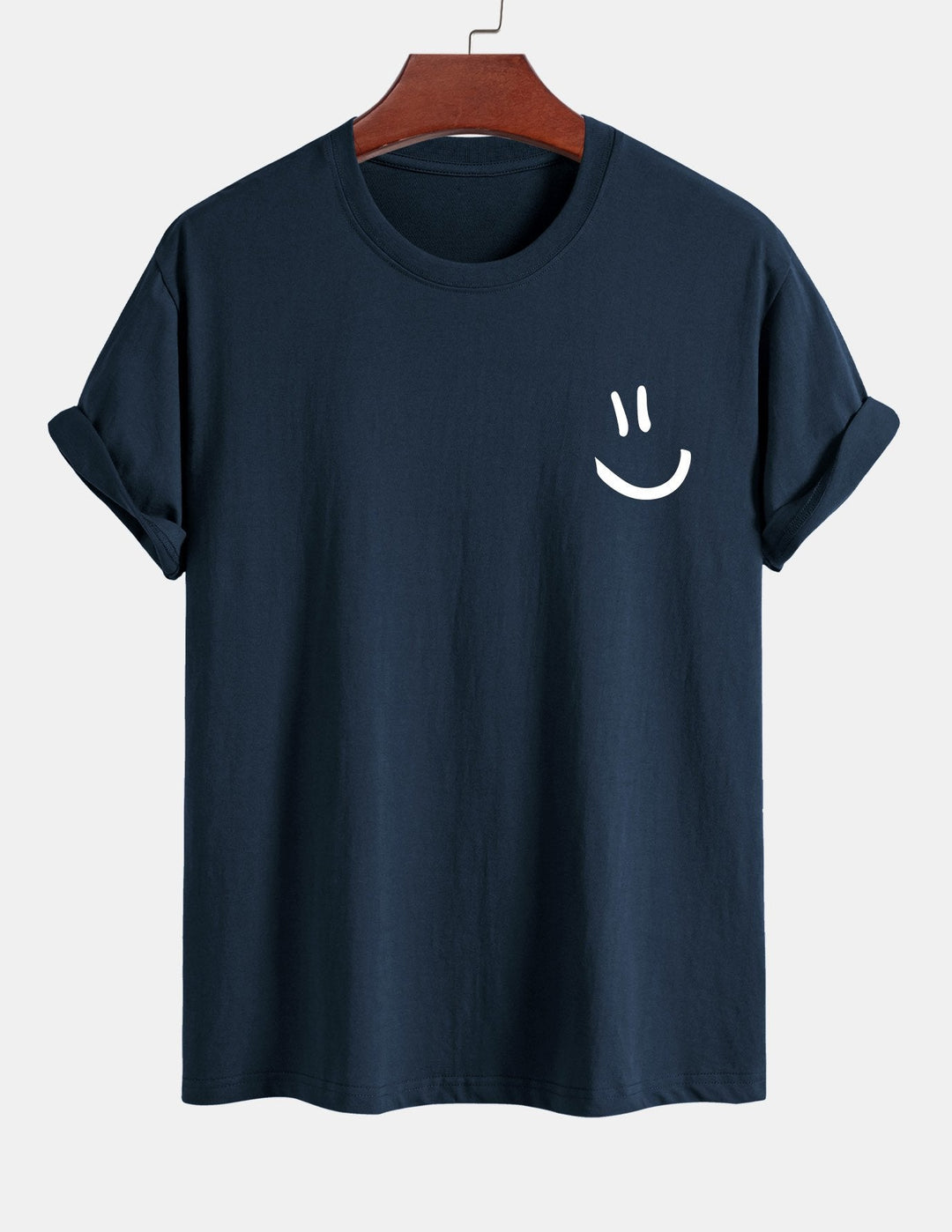 T-shirt en coton imprimé en forme de smiley en forme régulière