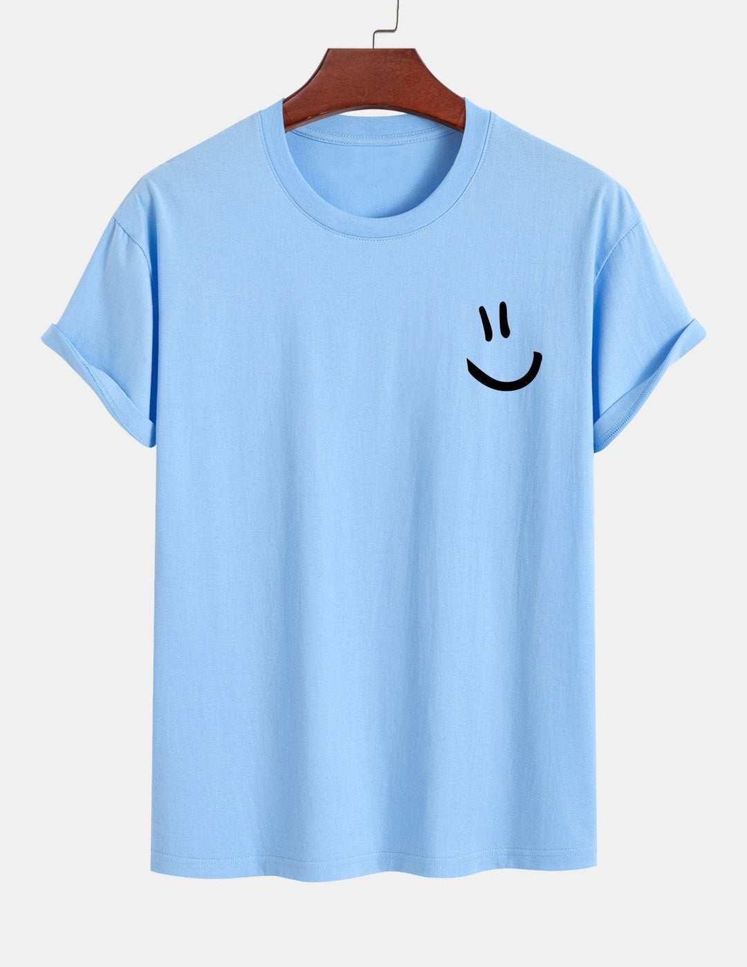 T-shirt en coton imprimé en forme de smiley en forme régulière