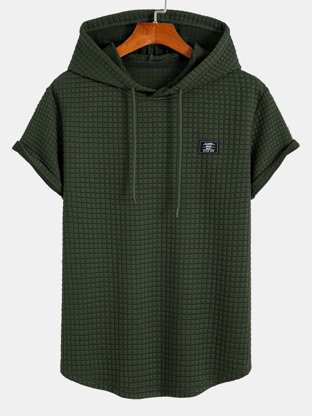 T-shirt à capuche en gaufre avec ourlet en arc