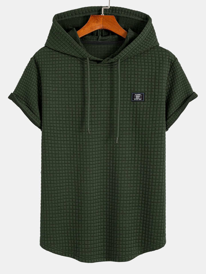 T-shirt à capuche en gaufre avec ourlet en arc