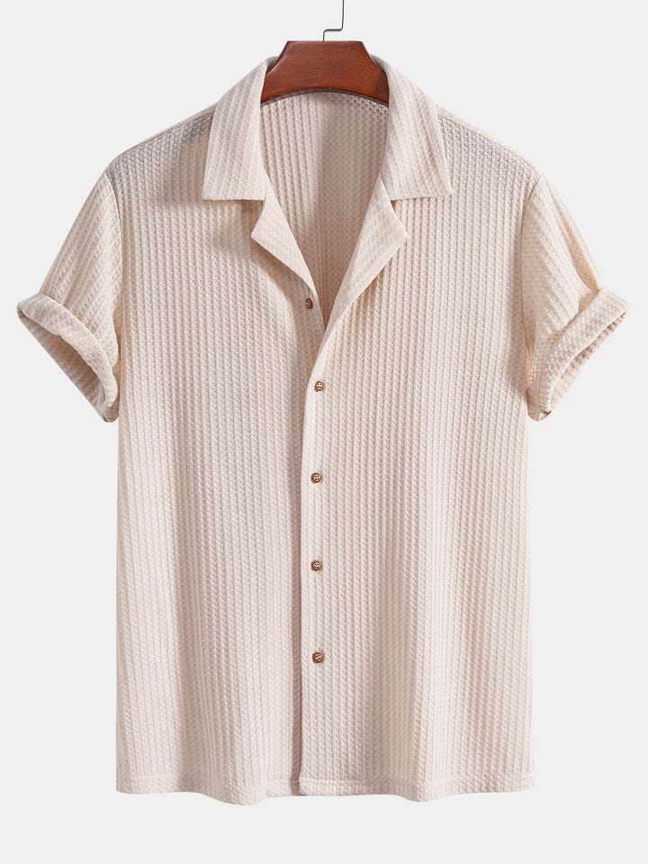 Chemise cubaine à manche courte à manches courtes et pantalon en lin à jambe droite