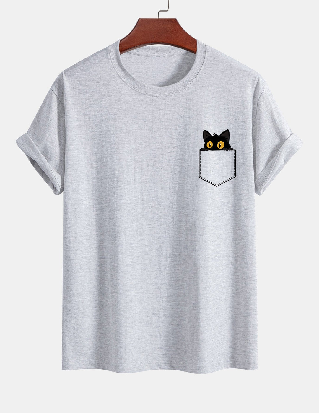 T-shirt en coton imprimé de chat noir en ajustement régulier