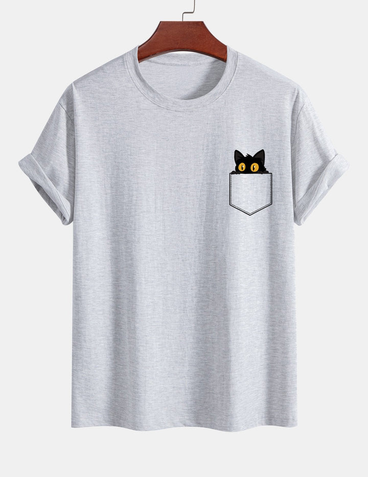 T-shirt en coton imprimé de chat noir en ajustement régulier