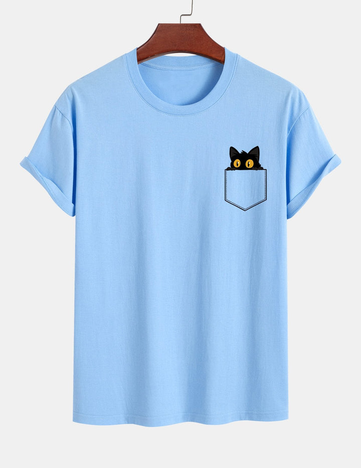 T-shirt en coton imprimé de chat noir en ajustement régulier