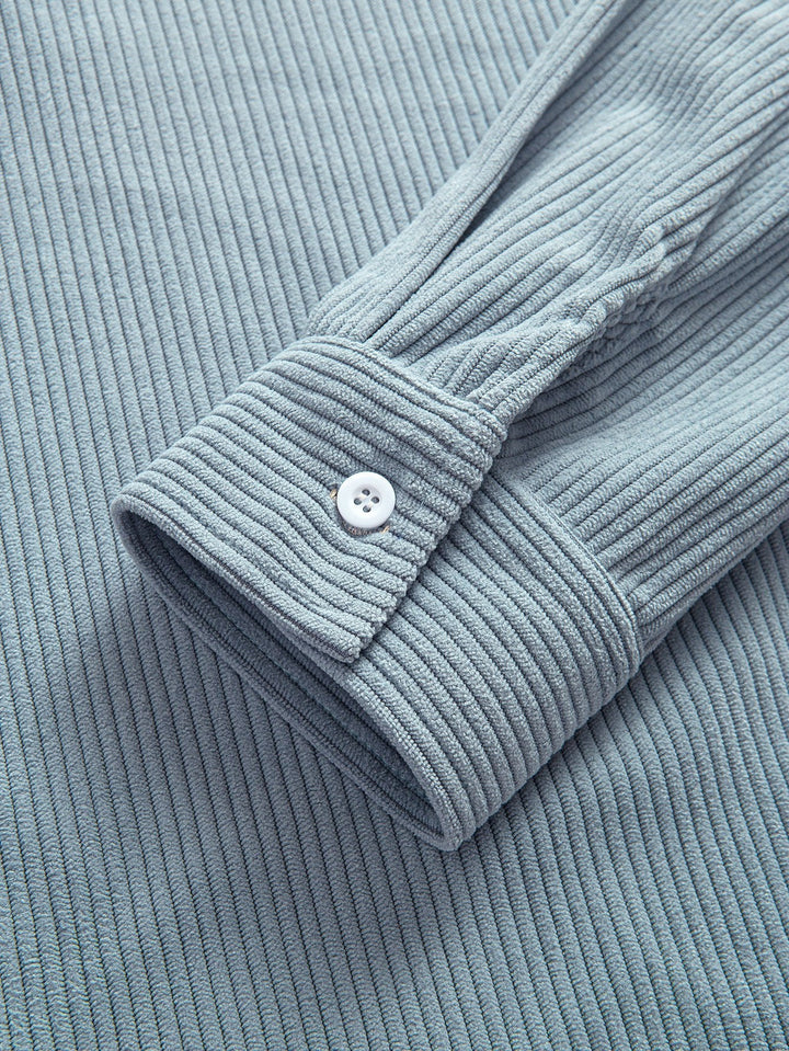 Chemise patchwork en velours côtelé et pantalon droit en velours côtelé