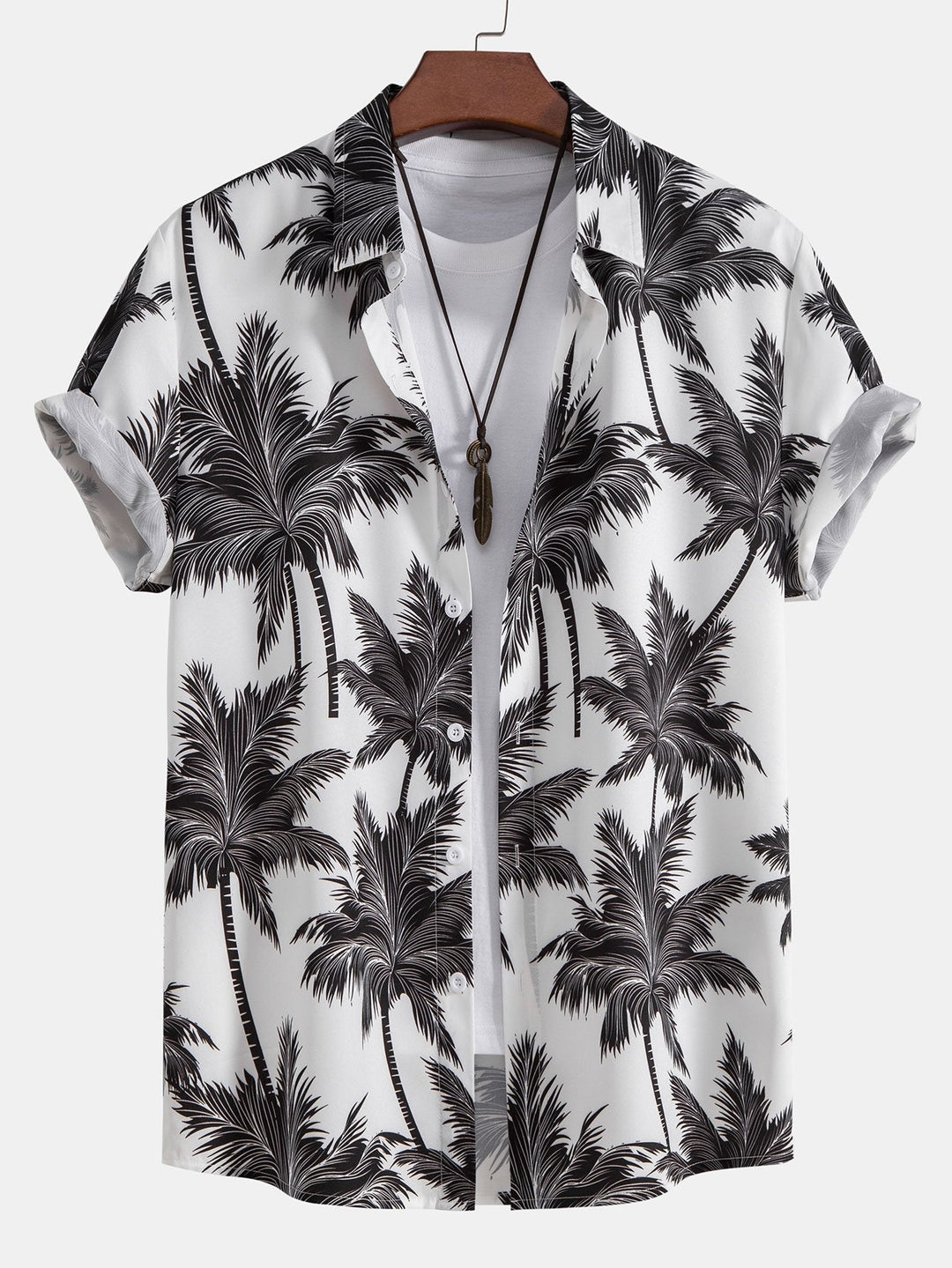 Chemise à boutons imprimée palmiers & short de bain