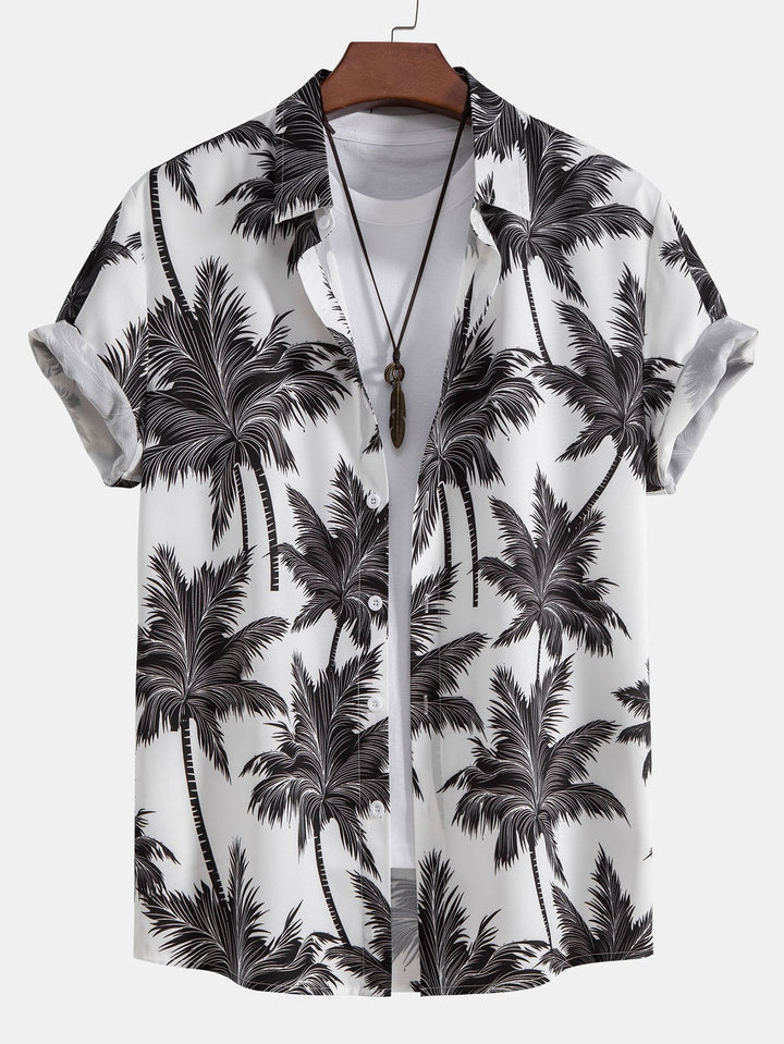 Chemise à boutons imprimée palmiers & short de bain