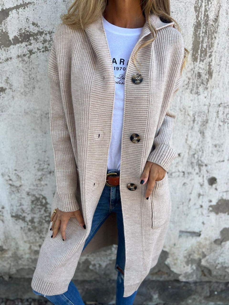 Siro™ | Élégant Long Cardigan en Tricot avec Capuche