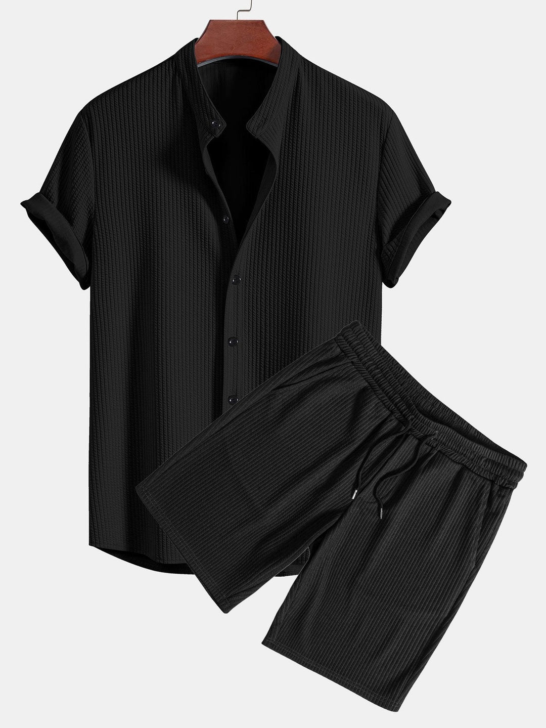 Chemise et short à collier à côte musculaire et short