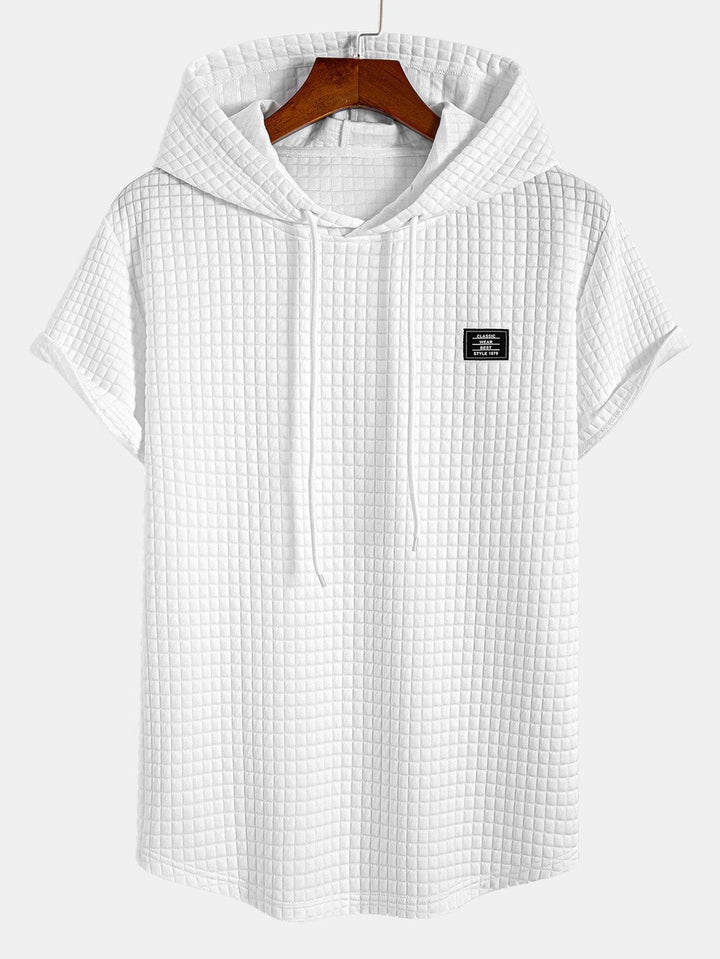 T-shirt à capuche en gaufre avec ourlet en arc